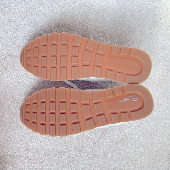 Zara White & Taupe Textured Athletic Running Sneakers - Picture 8 of 16